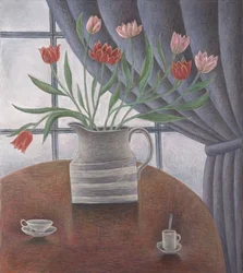 Tulpen, Vorhang, Tassen, 2002